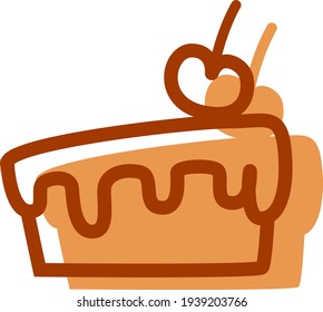 Slice of cake, illustration, vector on a white background