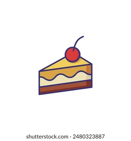 Slice of cake line icon. Cherry, cheesecake, portion. Sweet food concept. Vector illustration can be used for topics like coffee shop, cafe, dessert