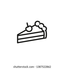 Slice of cake line icon. Dessert, sweet, berry. Calories concept. Can be used for topics like celebration, bakery, birthday