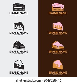 Slice of Cake Logo. bakery, pastry, confectionery, cake, dessert, sweets shop