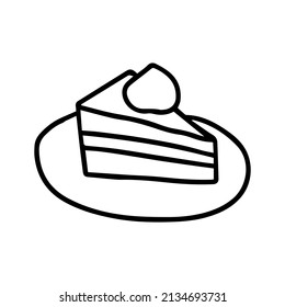 Slice of cake on plate vector illustration