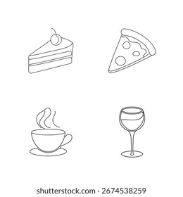 Slice of cake pizza coffee wine glass cake slice cherry