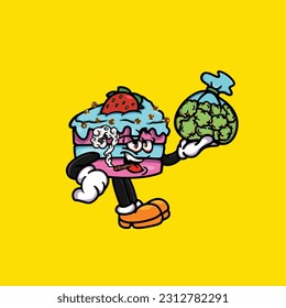 slice cake smoking blunt and high face stoned from weed cannabis hold bud nug