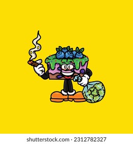 slice cake smoking blunt and high face stoned from weed cannabis hold bud nug