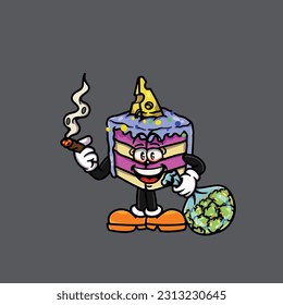 slice cake smoking blunt and high face stoned from weed cannabis hold bud nug