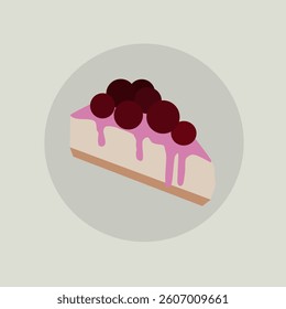 Slice of Cake Vector Design on green Background. Dessert illustration

