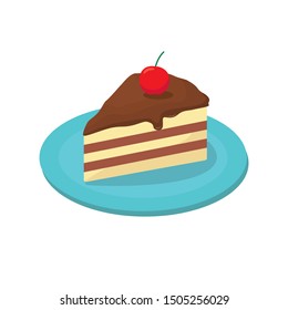 Slice of cake vector illustration isolated on white background. Cake clip art