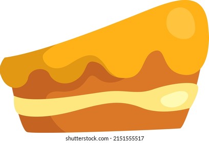 Trozo de tarta con hielo amarillo, ilustración, vector sobre fondo blanco.