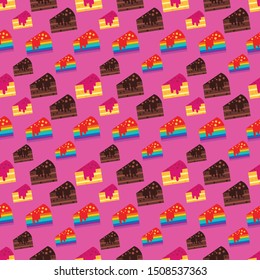 slice of cakes seamless pattern vector illustration background