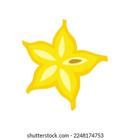 Slice von Carambola oder Sternfrucht für die Herstellung von Eis. Slice von Carambola oder Sternfruchtcartoon-Illustration. Sommerkonzept