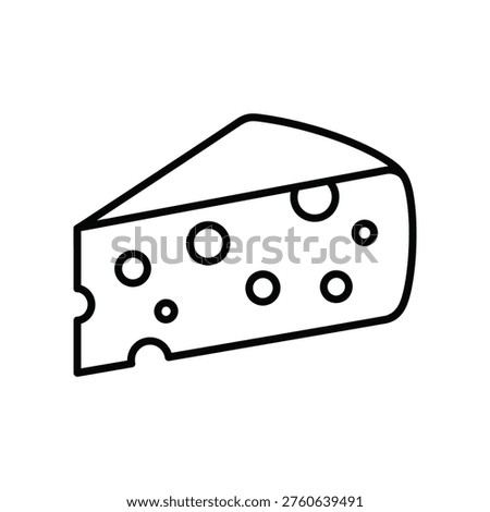 A slice of cheese with characteristic holes depicting swiss cheese design