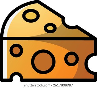 Rebanada de queso editable estilo de dibujos animados icono Vector