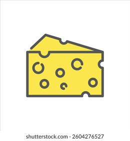 slice of Cheese filled outline icon. Cheese color line illustration.