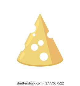 Slice of cheese flat illustration. Vector