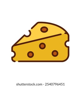 Rebanada de icono de queso con diseño colorido sobre un fondo blanco. Ilustración vectorial de queso simple