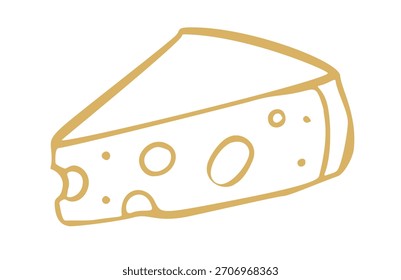 fatia queijo mediterranean doodle. Ícone de ilustração de doodle vetorial isolado em bloco branco.