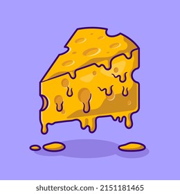 Recorte De Queso Fundido Icono De Vector De Caricatura Ilustración Icono De Objeto De Alimentos Concepto Vector Premium Aislado. Estilo de dibujo plano