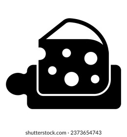 Slice of cheese on board solid icon, dairy products concept, camembert piece sign on white background, Cheese icon in glyph style for mobile concept and web design. Vector graphics