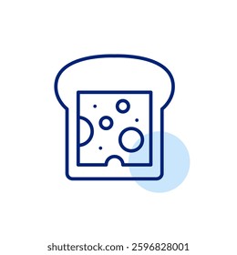 Slice of cheese on toast bread. Classic breakfast. Pixel perfect, editable stroke vector icon