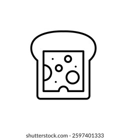 Slice of cheese on toast bread. Classic breakfast. Pixel perfect, editable stroke vector icon
