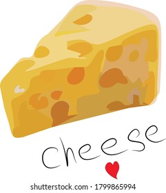 Slice of cheese on white background