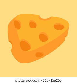 Slice of Cheese Ilustración plana simple, Vector de diseño minimalista