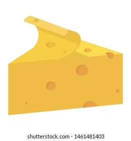 a slice of cheese with a thin, half-sliced slice
