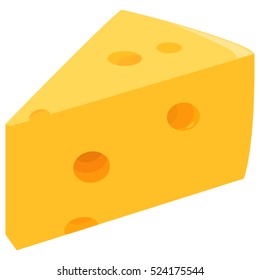Slice of cheese in a white background. Vector illustration.