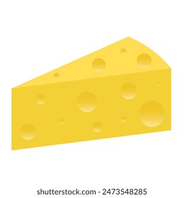 Slice cheese.A piece of cheese isolated on white background.Vector illustration.