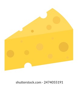 Slice cheese.A piece of cheese isolated on white background.Vector illustration.