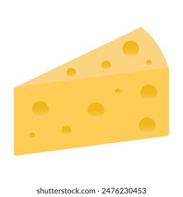 Slice cheese.A piece of cheese isolated on white background.Vector illustration.