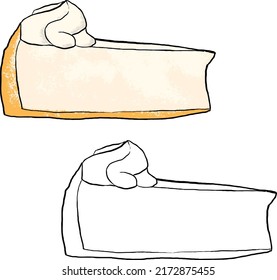 Slice Of Cheesecake Illustration. Perfect For Practicing Coloring, Drawing, Printing, Wallpaper, Prints, Cards, Etc.