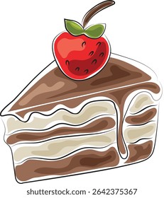 slice of chocolate cake art doodle marker