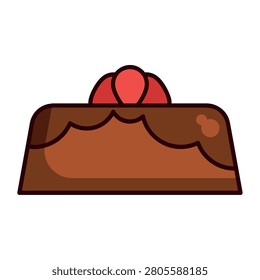 Slice of chocolate cake with cherry
