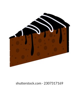Slice of chocolate cake in flat style. Cake for design, food apps and websites. Vector illustration EPS 10