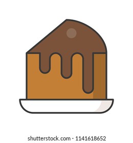 slice of chocolate fudge cake, sweets and pastry set, filled outline icon