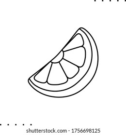 Slice of citrus fruit vector icon in outlines