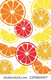 slice of  Citrus Fruits Lemon,  Lime and Orange background  vector illustration 