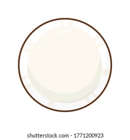 slice of coconut brown isolated on white background, vector illustration, coconut fruit simple for icon