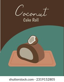 Slice of Coconut Roll Cake on a plate