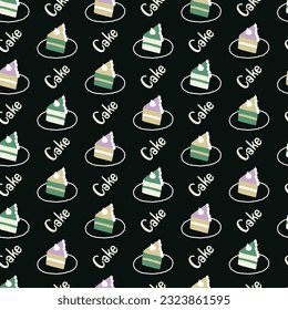 Slice of Cream Cake Delicious Vektorgrafik Nahtlose Muster kann für Hintergrund und Bekleidung verwendet werden