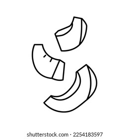 Scheiben schneiden Melon grün cantaloupe Linie Symbol Vektorgrafik. Scheiben geschnitten Melon grün cantaloupe Schild. isoliertes Kontursymbol