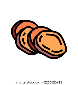 slice cut sweet potato color icon vector. slice cut sweet potato sign. isolated symbol illustration