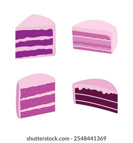 Slice of Delicious Birthday Purple Cake Sweet Dessert Food