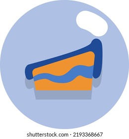 Slice of delicious cake, illustration, vector on a white background.