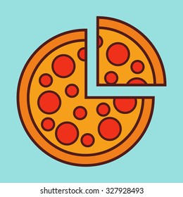 Slice of delicious pepperoni pizza, vector illustration