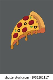 Slice of delicious pizza with cheese 