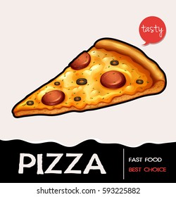 Slice of delicious pizza menu