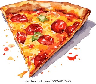 Slice of delicious pizza vector illustration 