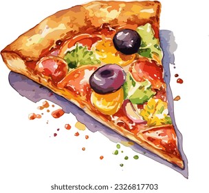 Slice of delicious pizza vector illustration 
